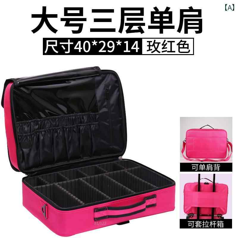 メイク ボックス 収納 プロな 仕切り 収納 大型 3 層 化粧 バッグ 箱 メイクアップ ポータブル 美容 タトゥー ツール 防水 韓国製