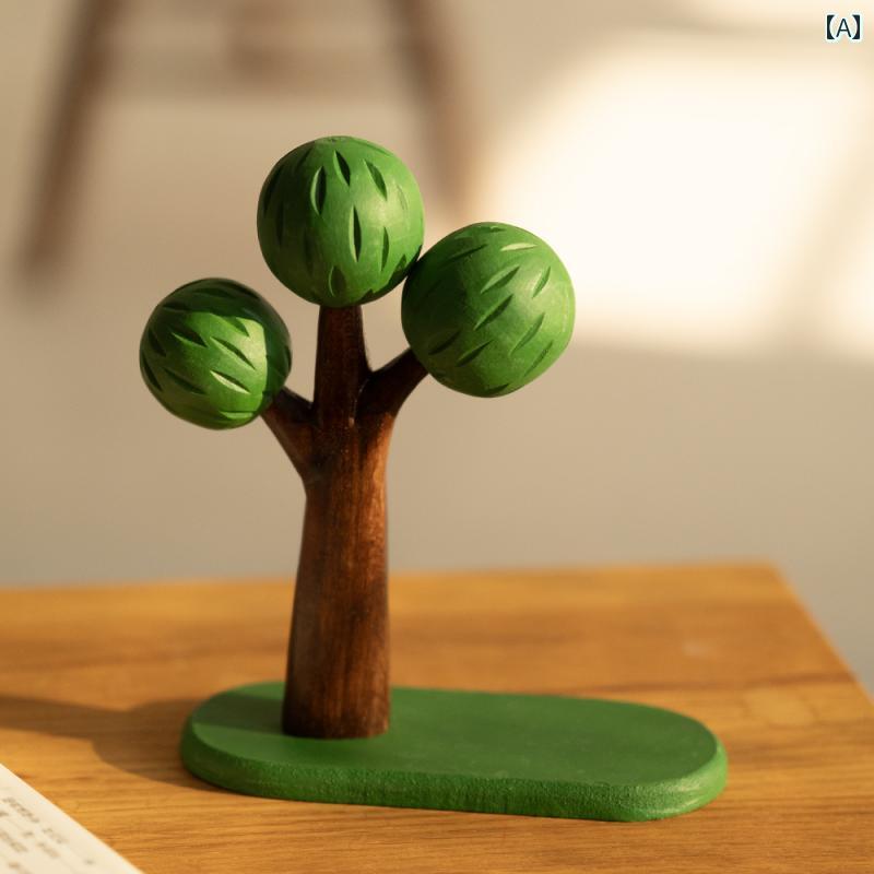 アンティーク 雑貨 飾り 木の 活力の 緑の 木 ピンクの 木彫りの 装飾 かわいい 癒しの 製品 な