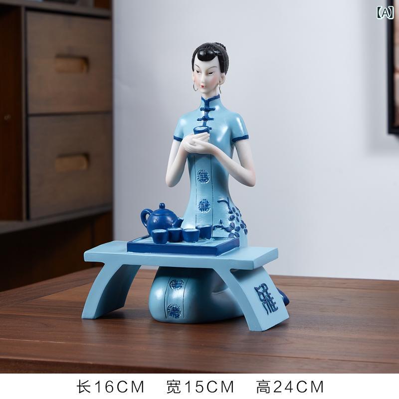 アンティーク 雑貨 飾り 中国 チャイナ ドレス レディース キャラクター 装飾品 チャイナ風 レトロ 美しさ ホームデコレーション アンティーク 棚 茶室 装...