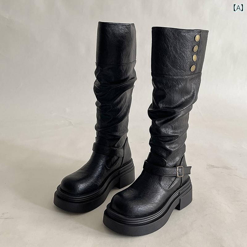 レディース おしゃれ ハイ ブーツ ウエスタン カウボーイ ウェイストランド スタイル ロング ハイ ブー..