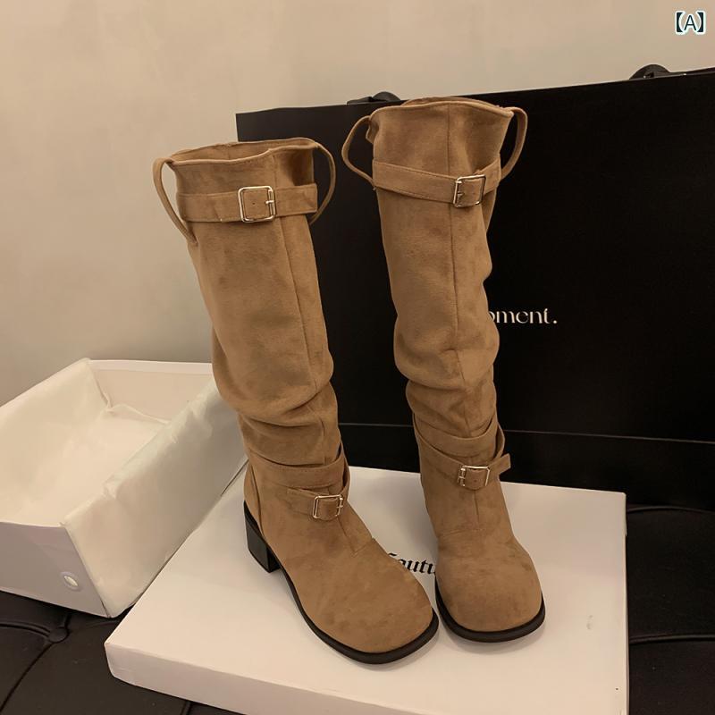 ハイ ブーツ レディース おしゃれ ウエスタン カウボーイブーツ レディース ロング ブーツ 膝上 丈 秋..