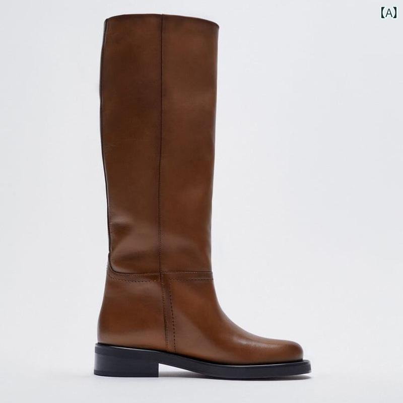 ハイ ブーツ レディース おしゃれ Za ロング ブーツ 秋冬 レディース 2024 ラウンドトゥ 韓国 厚 ヒー..