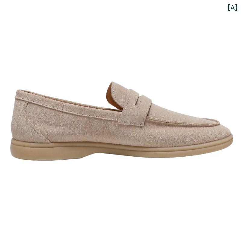 ローファー カジュアル おしゃれ 軽やかな 大人 スエード ローファー フロスト スエードの 革 カジュアル シューズ メンズ スリッポン