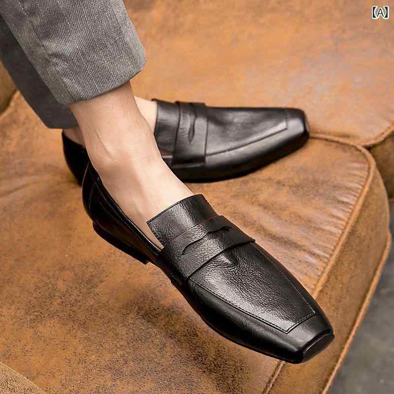 メンズ モカシン カジュアル シューズ 革 メンズ 夏用 通気性 スリッポン ローファー ビジネス カジュアル シューズな 英国 風 レザーシューズ