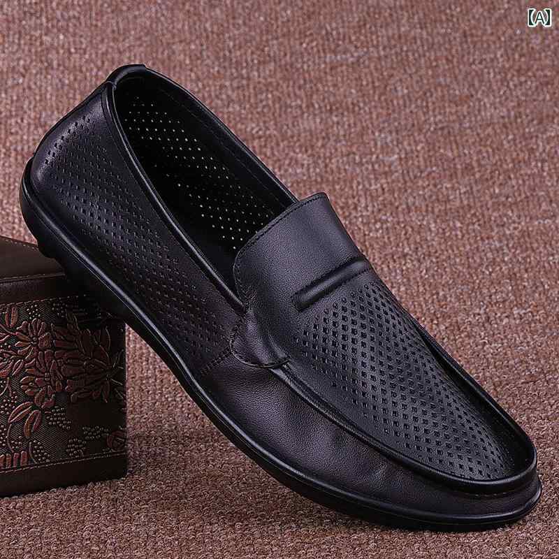 カジュアル シューズ 男性用 の 夏の サンダル メンズカジュアル 革 メンズシューズ第一層 牛革 穴あき..