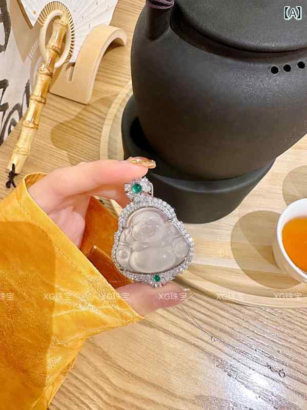 レディース ペンダント トップ ジュエリー 2024年 カルセドニー 仏陀 ネックレス ペンダント アイス 半..