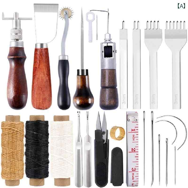 レザー 材料 クラフト DIY の 革 製品作り ツール セット 手縫いの レザーアート バッグを 作る ツール..