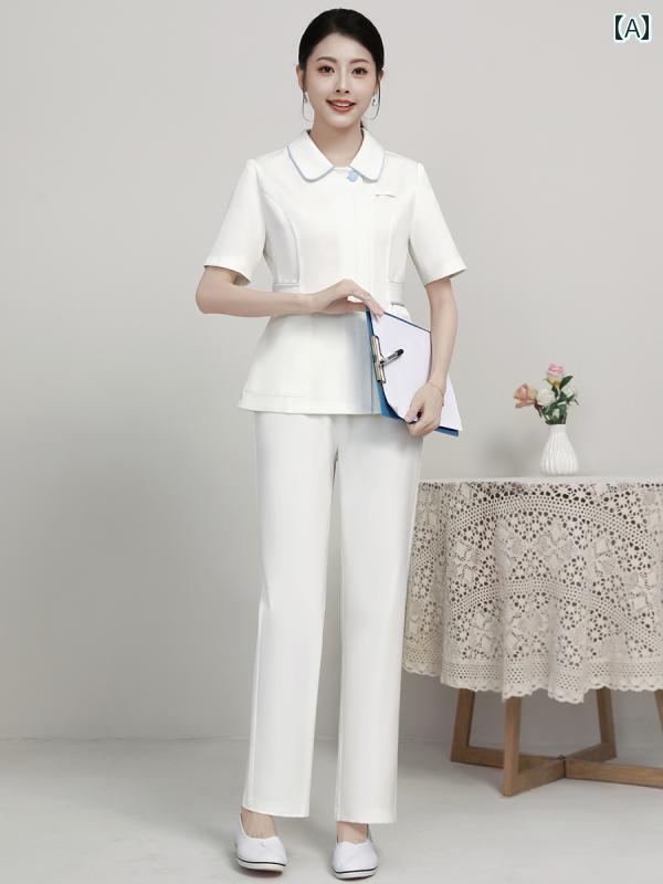 ユニフォーム エステ 事務服 Xiangchuniao ハイエンド 医療 美容 作業着 レディース 夏の 歯科 口腔 半袖 ナース 制服 病院 分割 スーツ