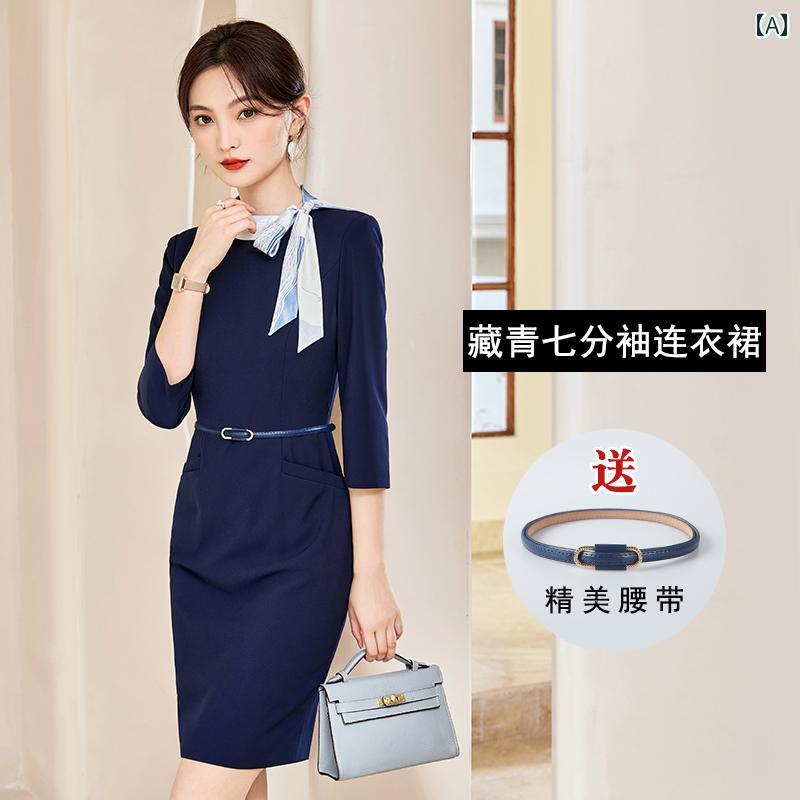 ユニフォーム エステ 事務服 上品な 女性らしい プロな ドレス 美容院 ホテルの フロント デスクの 受..