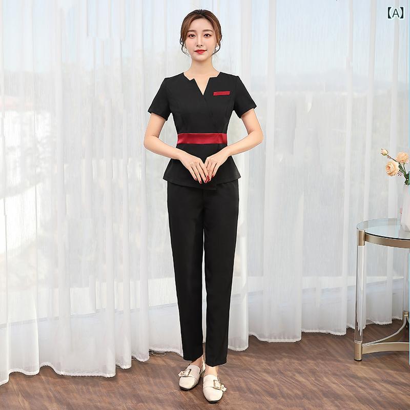 レディース 事務服 ユニフォーム 秋冬 レディース 美容院 作業着 美容師 健康 センター フットバスと ペディキュア 技術者 スーツ ハイエンド
