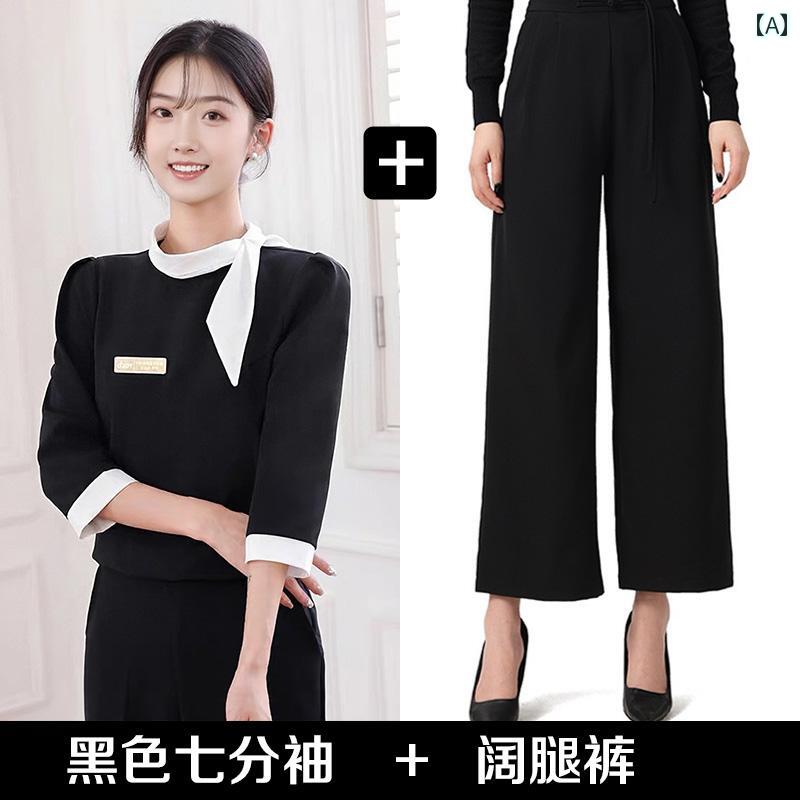 レディース 事務服 ユニフォーム 美容 室 作業着 女性用 高級 フロント コンサルタント プロ スーツ 半袖 美容師 2025 春夏 医療