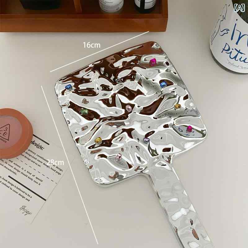 手鏡 コンパクト おしゃれ レトロ スクエア 宝石 ミラー ポータブル メイクアップミラー 女性用 ハンドヘルド 小型 かわいい 学生 寮 ドレッシング