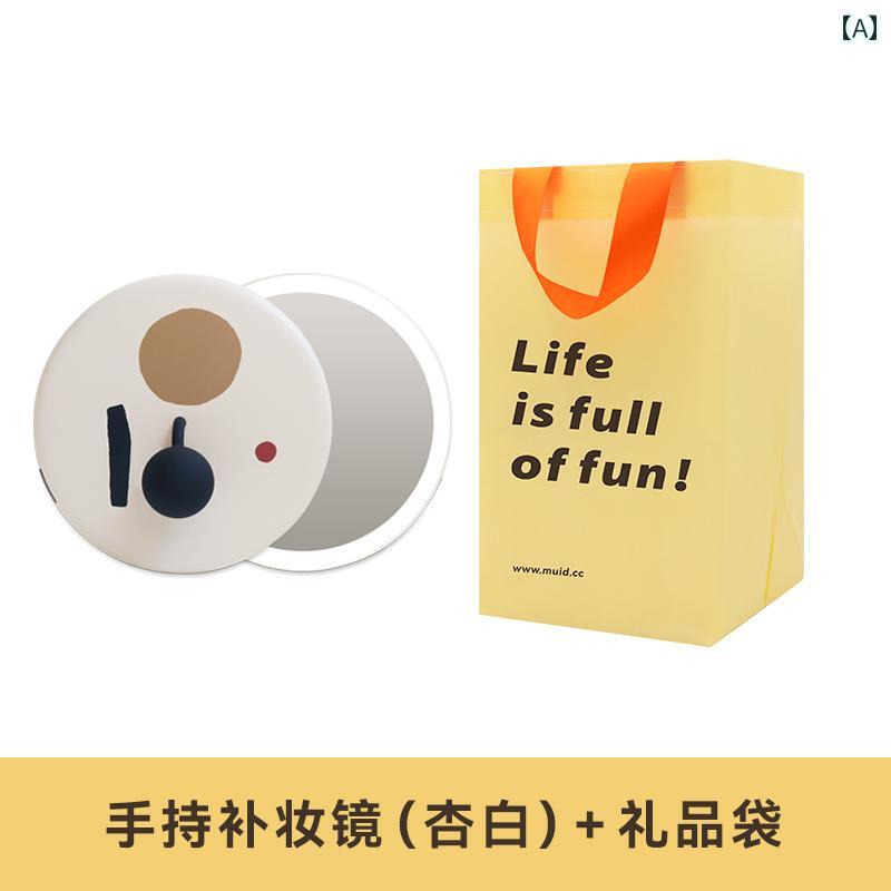 手鏡 コンパクト おしゃれ MUID ハンドヘルド ポータブル メイクアップミラー ライト 付き 旅行 充電 式 HD LED フィル ビューティー ガール ラウンドミラー