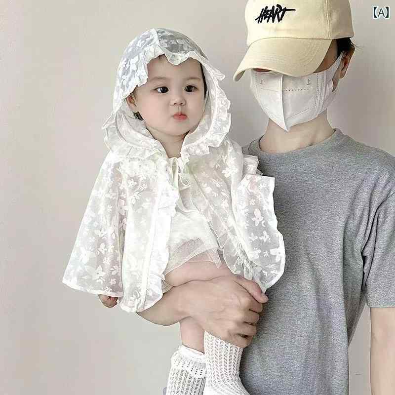 ケープマント 赤ちゃん用 ベビー 日焼け防止 ケープ 夏用 薄手 女の子用 お出かけ用 ショール 幼児用 ..