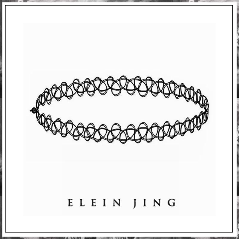 ネック アクセサリー 首輪 系 黒 編み 伸縮性 釣り糸 チョーカー ネックレス 女性 シンプル 多機能 鎖..