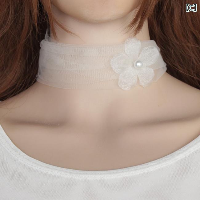 LAONsChoiceのネック アクセサリー 首輪 さわやか レース メッシュの 夏の 日焼け防止 装飾 小さい スカーフ 薄手 フェアリーの チョーカー ネック オーナメント ストラップ 鎖骨 チェーン ネックレス｜アングル3
