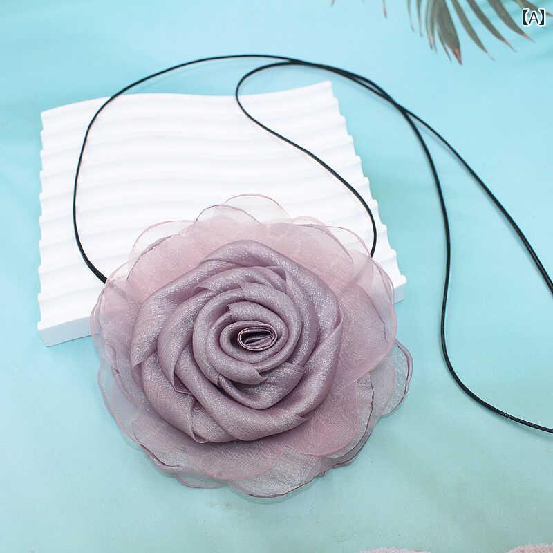 ネック アクセサリー 首輪 生地 ファッション フラワーネックレス 女性 鎖骨 チェーン ネック ストラップ ジュエリー ペンダント アクセサリー