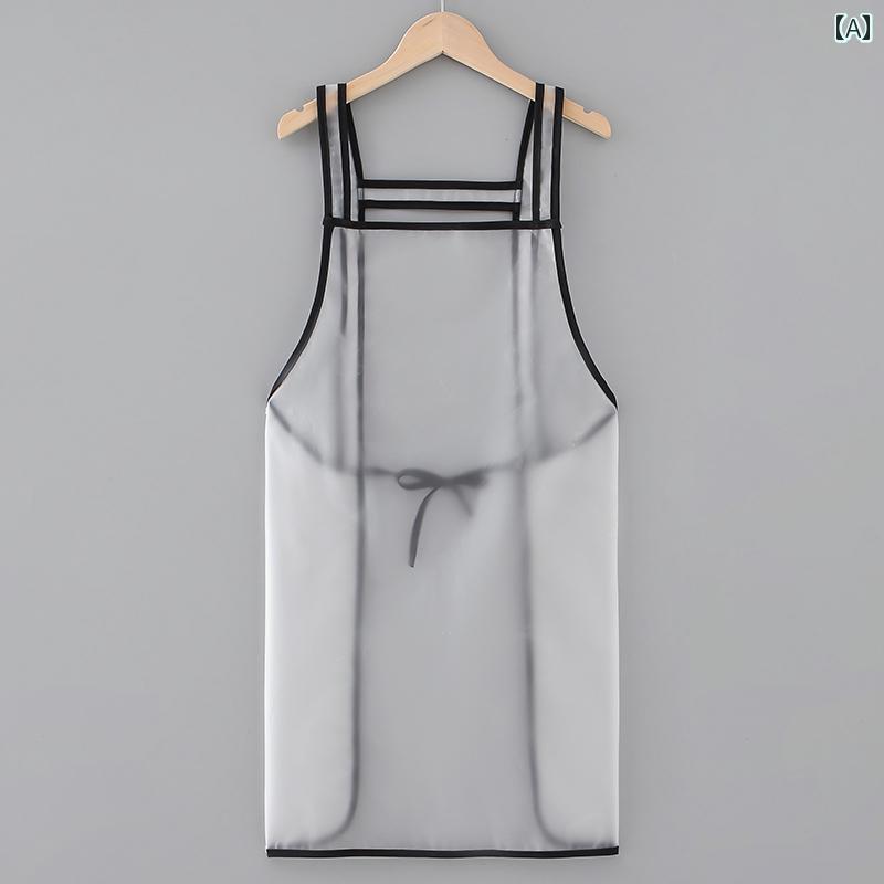 食事用 エプロン カジュアル 2024年 防水 防 油 エプロン 女性用 キッチン 家庭用 透明 家庭で 男性用 ..