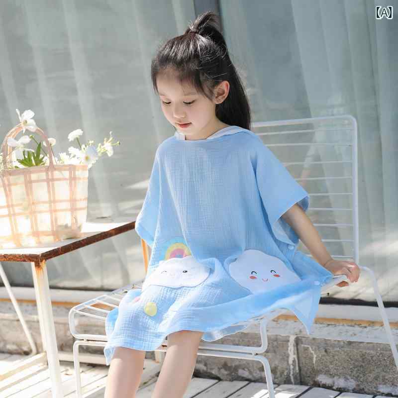 かわいい キッズ用 バスローブ ガーゼ バス タオル 子供用 男の子 マント バスローブ ウェアラブル 女..