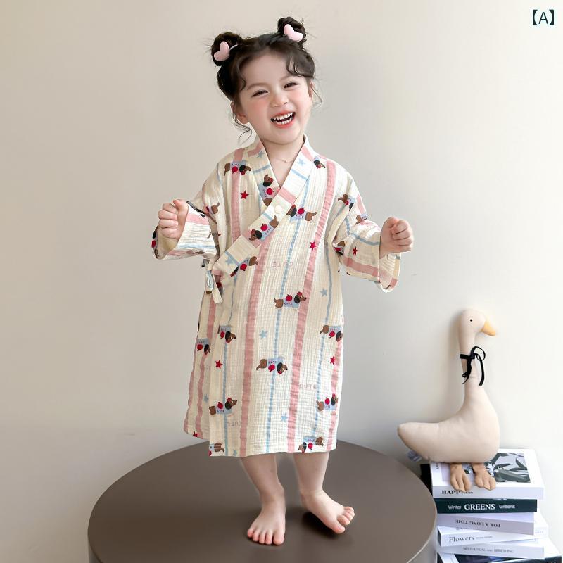 かわいい キッズ用 バスローブ 女の子用 バス タオル 春秋用 綿 バスローブ 吸水性 子供用 ベビー パジ..