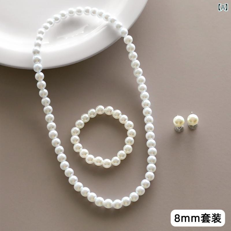 キッズ用 かわいい ネックレス パールネックレス 子供用 女の子用 ブレスレットセット 小さい 耳 クリ..