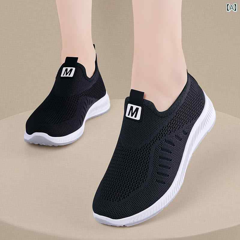 レディース カジュアル ウォーキング シューズ 布 靴 女性用 ソフト ソール 滑り止め 母 メッシュ スリッポン 2024通気性 シューズ