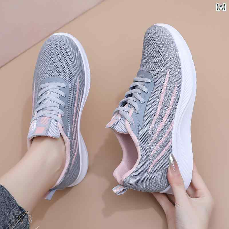 レディース カジュアル ウォーキング シューズ 春秋 レディース 靴 スポーツ シューズ 軽量 フラット ランニング メッシュ 通気性 ソフト ソール 女性 旅行 夏