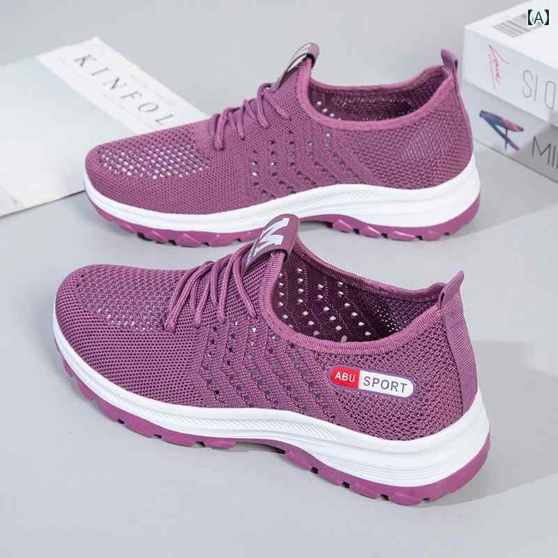 レディース カジュアル ウォーキング シューズ 布 靴 レディースシューズ 夏 通気性 メッシュ シューズ マザー カジュアル 滑りにくい ソフト ソール 高齢者向け