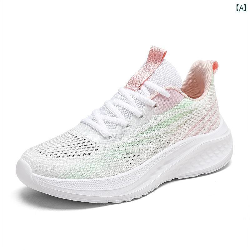 レディース カジュアル ウォーキング シューズ 大きいサイズ レディースシューズ 4143 スポーツ シューズ 2025 夏 軽量 ソフト ソール 衝撃 吸収 ランニング フライング 織り 通気性 カジュアル