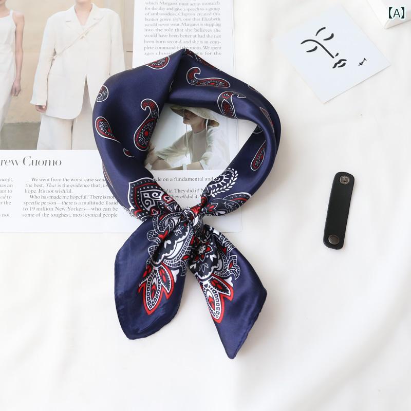 スカーフ メンズ おしゃれ サテン メンズ 小さい 正方形 スカーフ な メンズシャツ 襟の 装飾 レザー ..