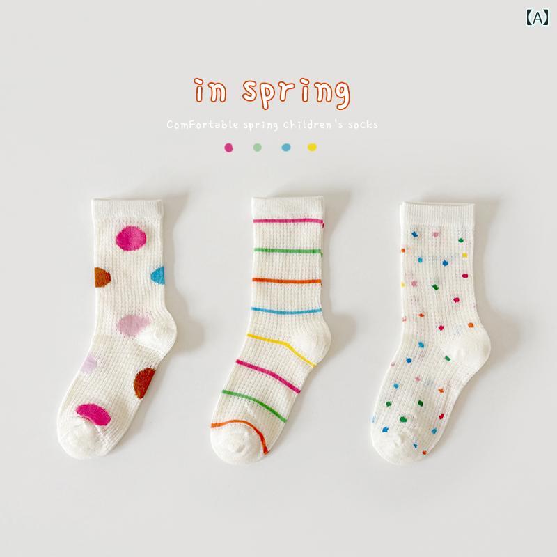 子供用 靴下 カジュアル 女の子 靴下 夏用 薄手 子供用 メッシュ チューブ ソックス 韓国 イン スタイル 女児用 ドーパミン の
