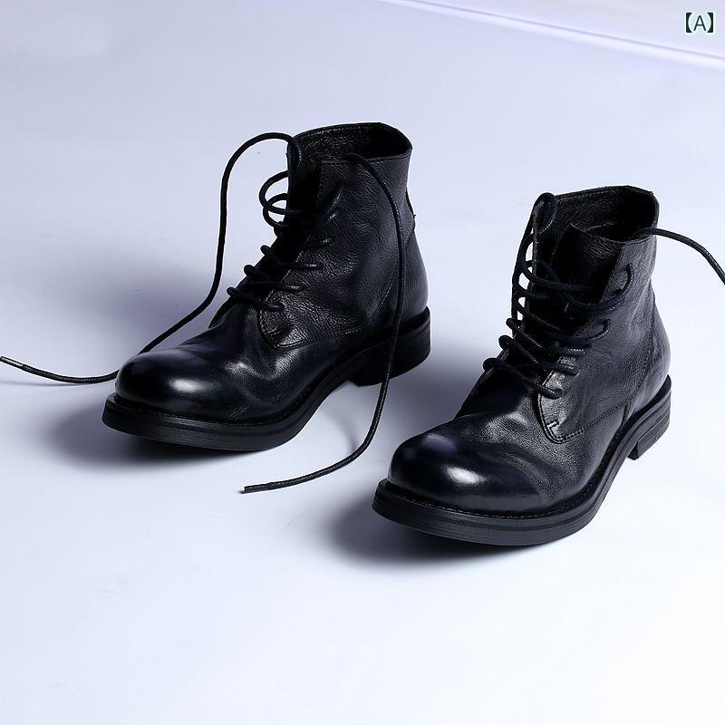 メンズ ブーツ 靴 ブーツ メンズ 革 ラージ トゥ レトロ ワークブーツ 英国 牛革 メンズブーツ ハイカット 革靴の 拡大 版