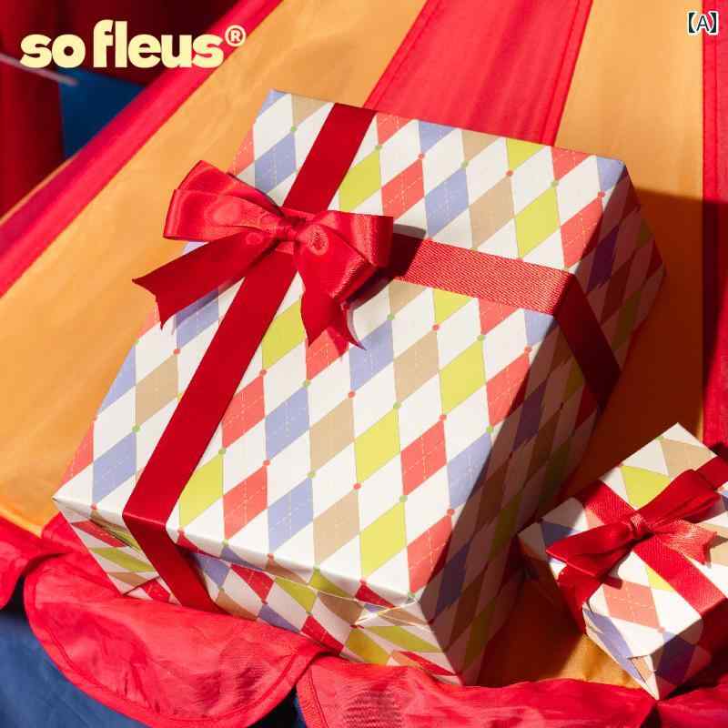 ギフト用 包装 ボックス SOFLEUS クリスマスイブ ギフト 包装 紙 かわいい の 子供の 誕生日 ボックス リボン 高級 ブック カバー 色紙 DIY ...