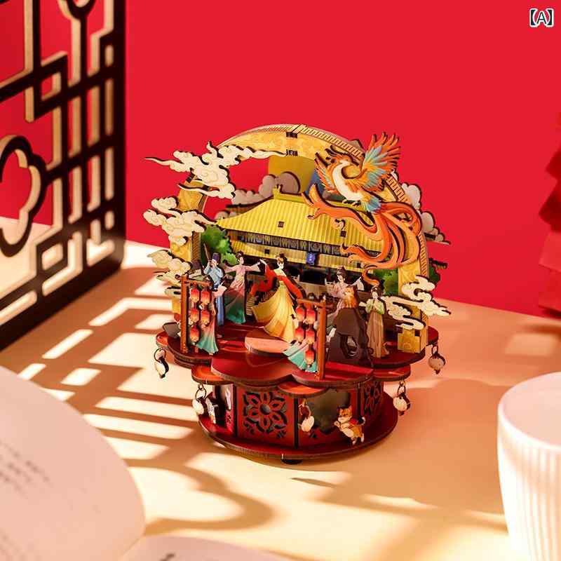 オルゴール インテリア 雑貨 新 着： 故宮の 音楽 ステレオ オルゴール チャイナ風 回転 DIY 誕生日 ギフト