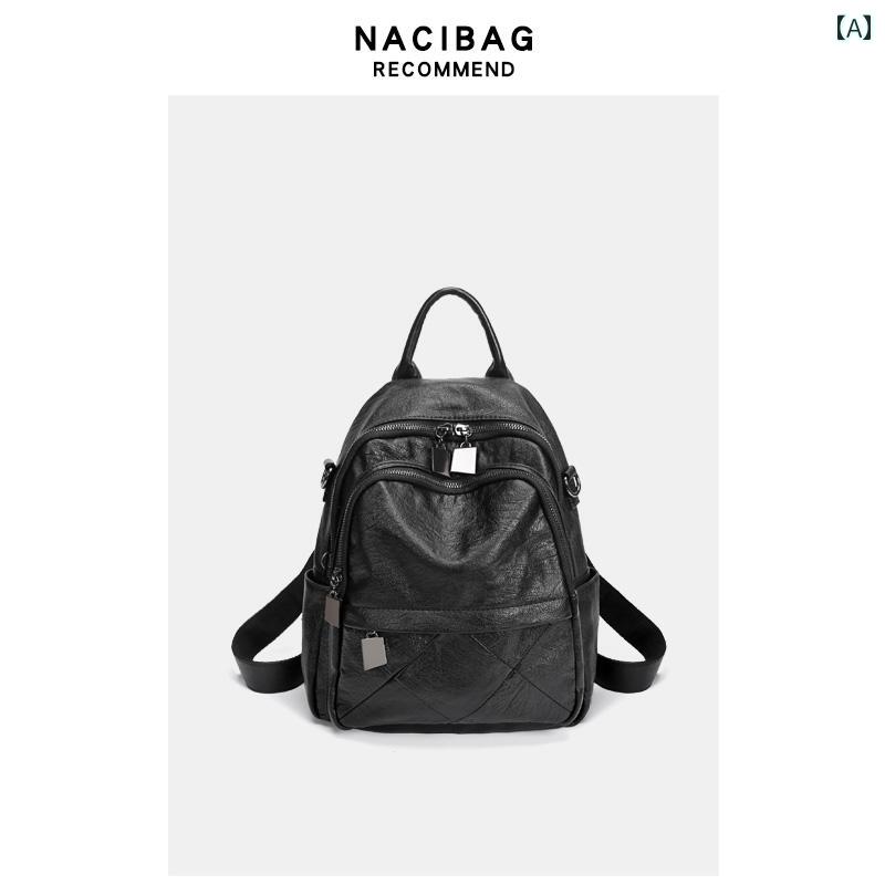 レディース バッグ 2way 3way 2024年 ソフトレザー バック パック 高級 旅行用 レジャー用大容量 バッグ レトロ デュアル 女性用(4)