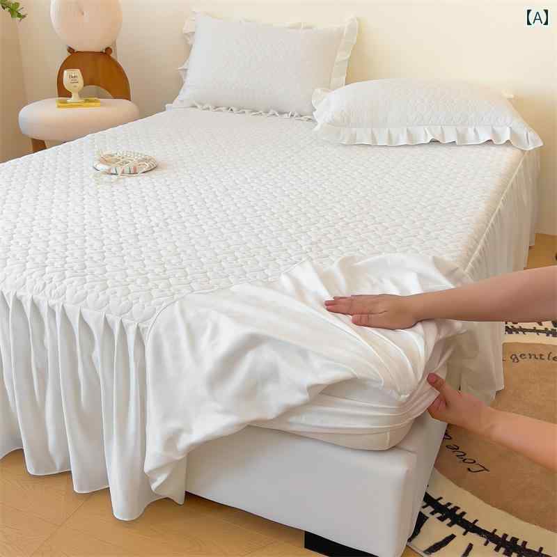 ベッド スカート カバー フィットシーツと ベッド スカートの 2 in 1 シングル ピース ウォッシュド コ..