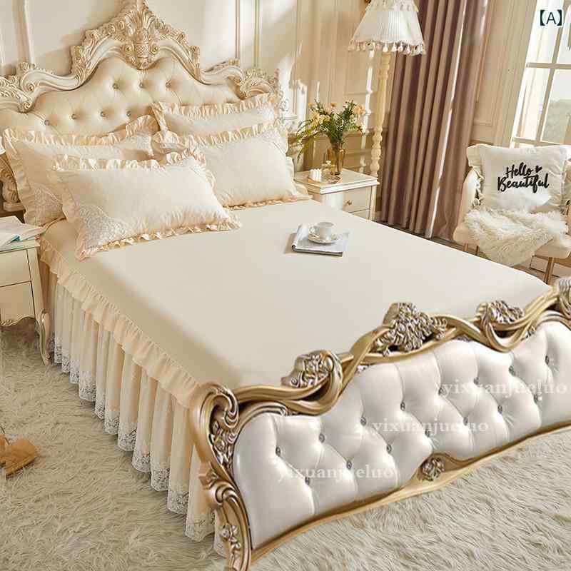 ベッド スカート カバーオール シーズン 綿 ヨーロピアンスタイル ベッド フットレース スカート シン..