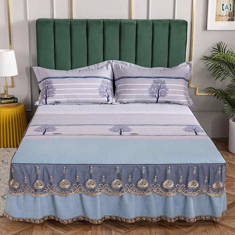 ベッド スカート カバー 冬用 暖かい 厚手 起毛 コットン ベッド スカート シングル ピースの 綿 ダブ..