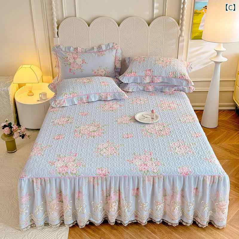 ベッド スカート カバー シングル ピース キルティング 厚手 綿 ベッド スカート ...