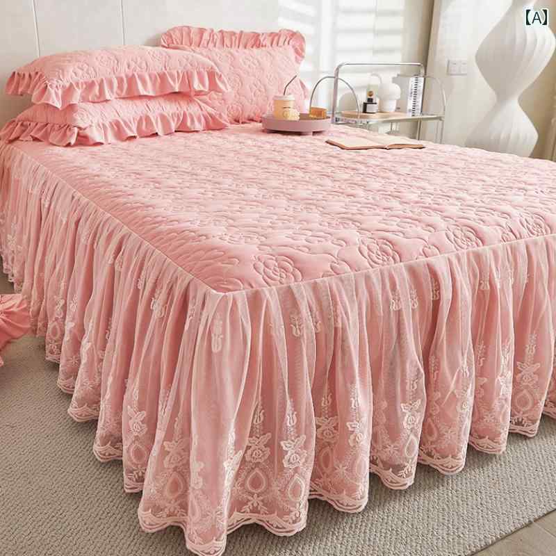 ベッド スカート カバー クラス A キルティング ベッド スカート シングル ピース ベッドスプレッド カ..