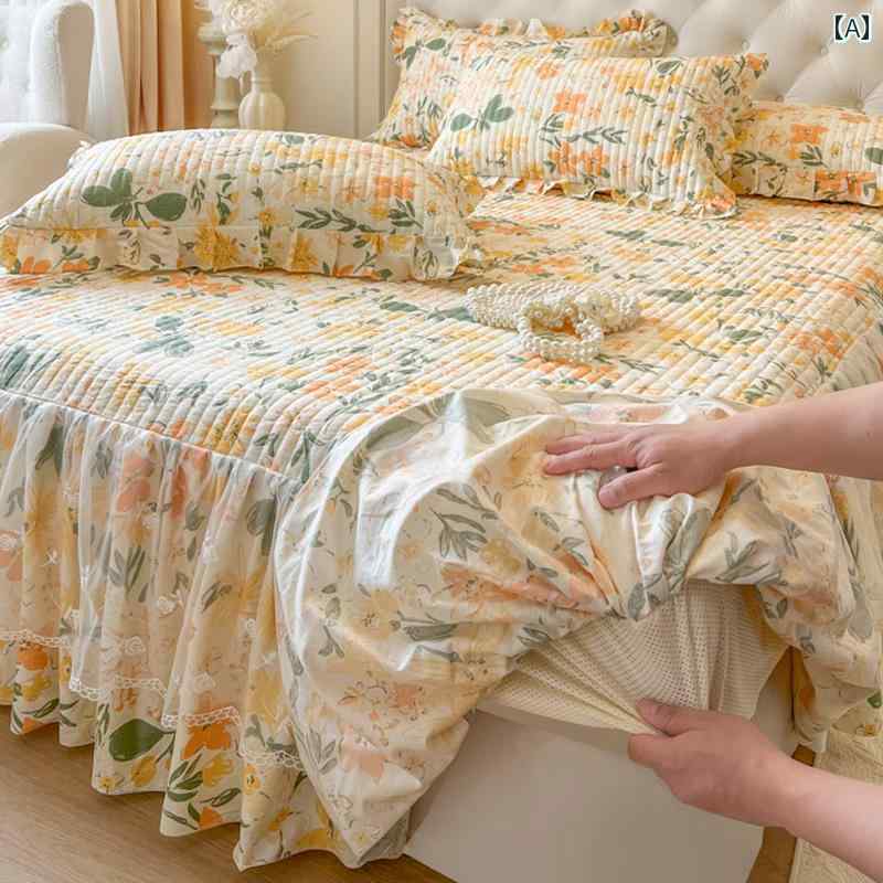 ベッド スカート カバー 小さい さわやか 綿の キルティング フィットシーツ ベッド スカート ツー イ..