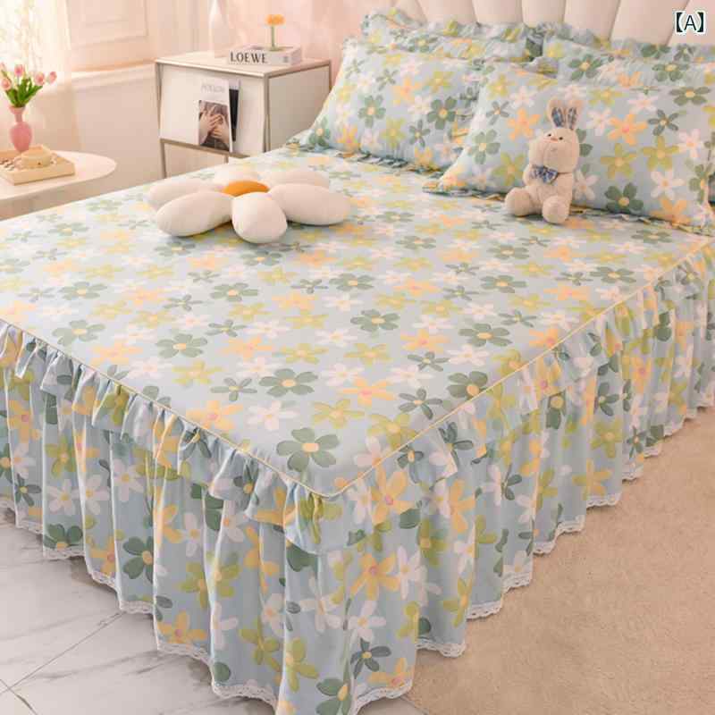 ベッド スカート カバー 綿の ベッド スカート シングル ピース オールコットン エッジ シーツ 滑り止..