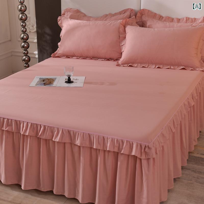 ベッド スカート カバー 2024年 コットン 無地 ベッド スカート ワンピース オール シーズン 通用 カバ..