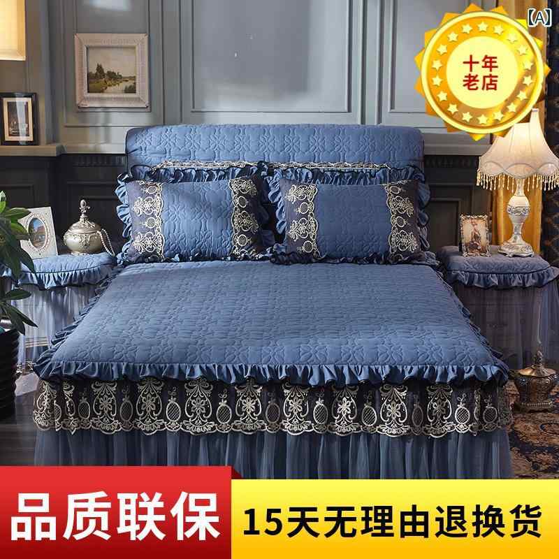 ベッド スカート カバー ベッド スカート シングル カバー 3点 セット スタイル 滑り止め キルティング..