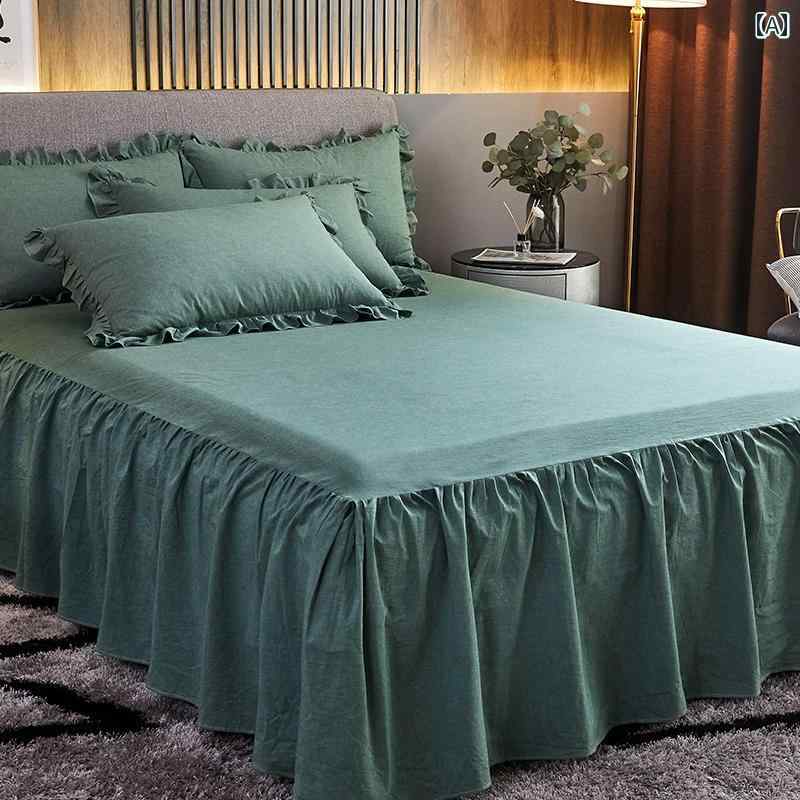 ベッド スカート カバー 年 コットン ベッド スカート ベッドスプレッド シングル ピース 綿 厚手 防塵..