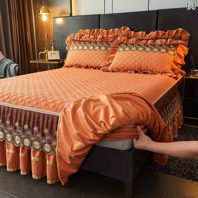 ベッド スカート カバー 取り外し 可能で 洗える フィットシーツ ベッド スカート 3点 セット 厚手 キ..