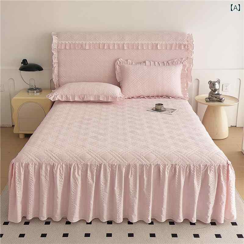 ベッド スカート カバー シアサッカー 厚手 ベッド スカート カバー シングル ピース 防塵 夏用 シーツ..