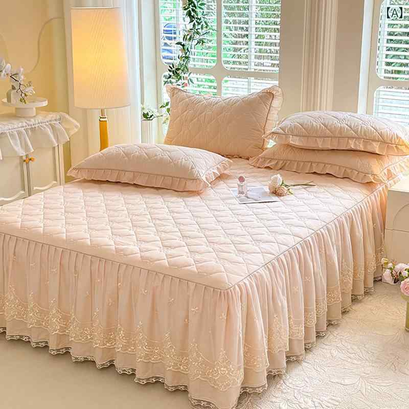 スタイリッシュ カバー ベッドスカート プリンセス スタイル A クラス コットン キルティング ベッド ..