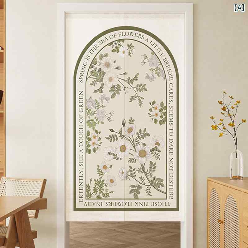 カフェ カーテン インテリア レトロ ドア カーテン 寝室 キッチン パーティション 吊り下げ トイレ バス ルーム プライバシー スクリーン ハーフ ホーム フリー パンチング