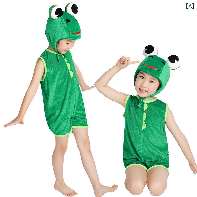 子供用 コスチューム 動物 幼稚園の 女の子 かわいい 動物の 衣装 ダンス 服 小さい カエルの パフォー..